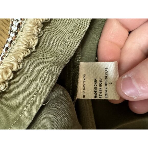 ILLA ILLA Green Size Large Fringe Embroidered Tencel Dress‎ Boho Hippie Peasant - Picture 10 of 11